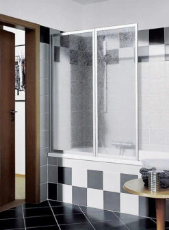 Kermi Vario 2000 Faltwand 2-flügelig V2FW2060141UK 115,1-116,7x140cm, Silber Mattgl., ESG SR Opaco