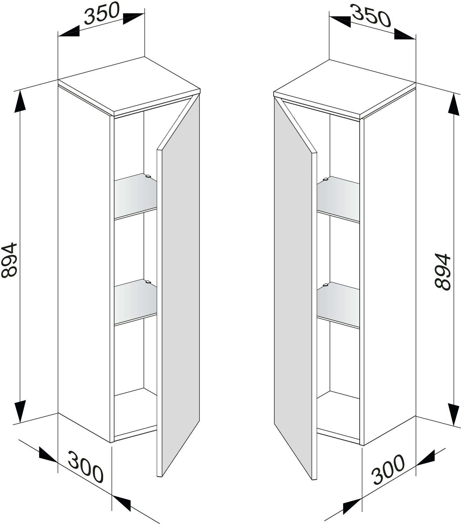 Keuco Edition 400 Mittelschrank 31720680001 35x89,4x30cm, Anschlag Links, Nussbaum Furnier – Bild 2