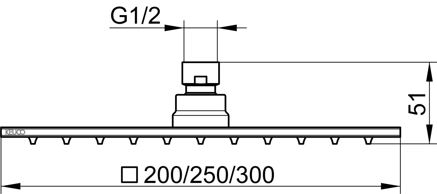 Keuco Kopfbrause Universal 59986010202 Chrom-finish (Edelstahl Poliert) 250x250mm, Eckig – Bild 2