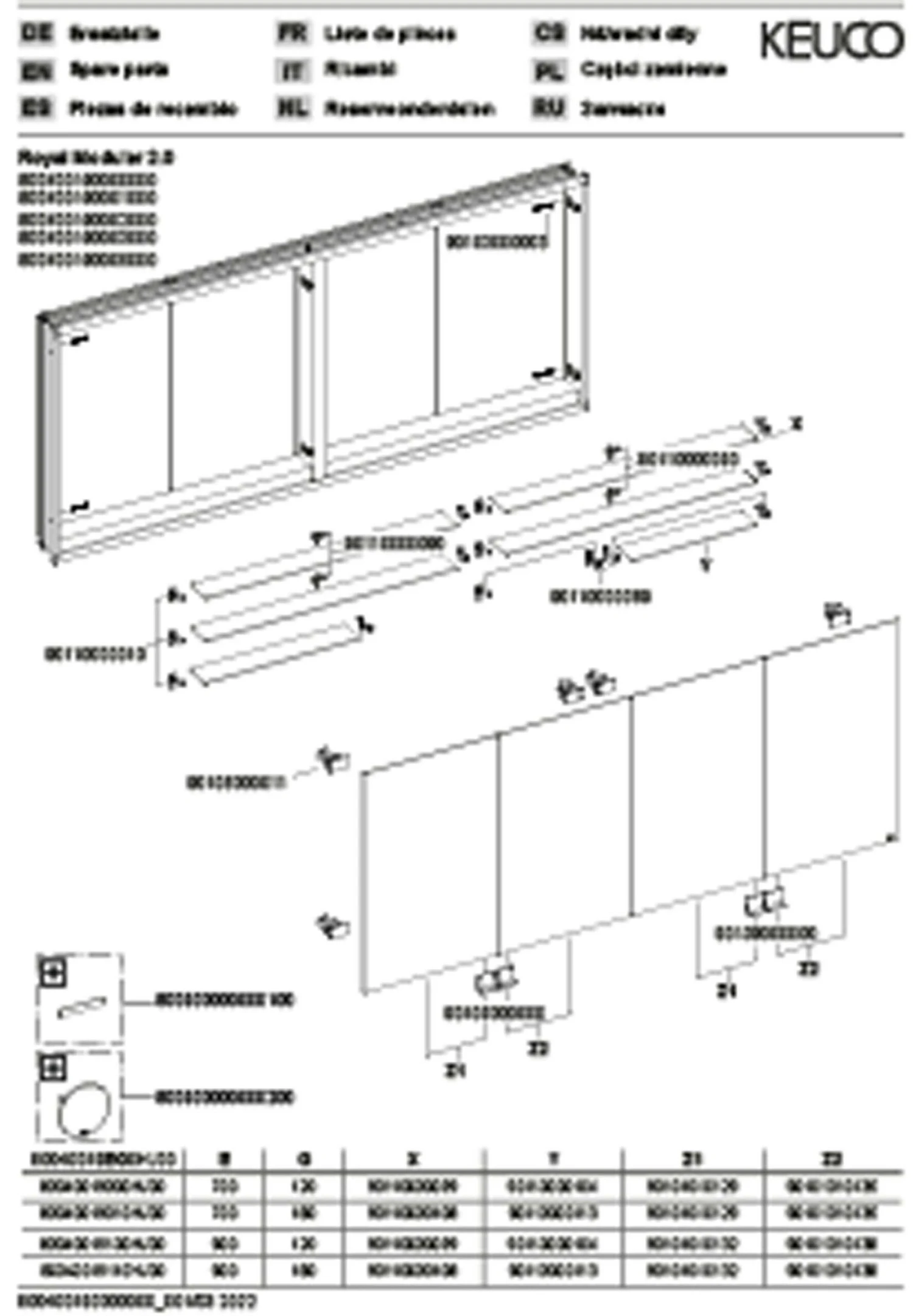 Keuco Royal Modular 2.0 Spiegelschrank 800400190000500 1900 X 700 X 120 Mm, 2 Steckdosen, 2 Doppel-USB-Ladestellen, Wandeinbau, 4-türig – Bild 3
