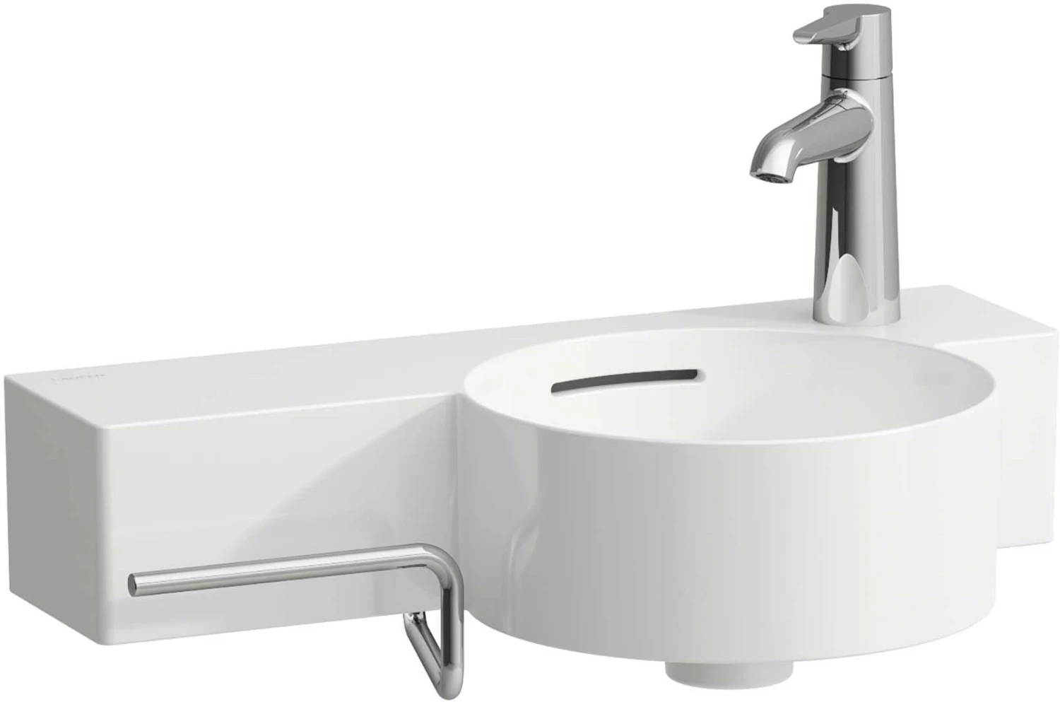 LAUFEN Val Handtuchhalter H3812800040001 17,5cm, Für Handwaschbecken, Ablage Links, Verchromt – Bild 2