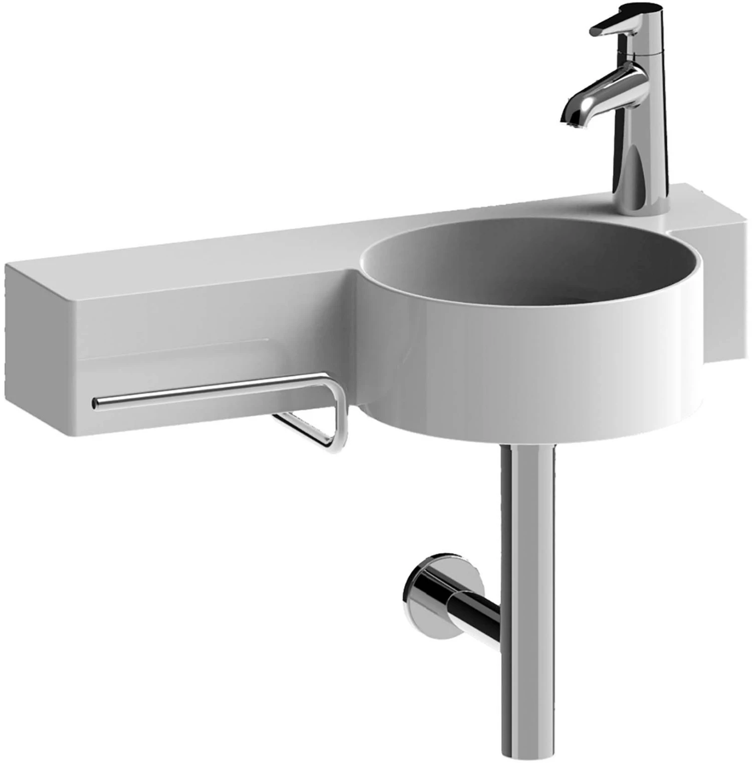 LAUFEN Val Handtuchhalter H3812800040001 17,5cm, Für Handwaschbecken, Ablage Links, Verchromt – Bild 3