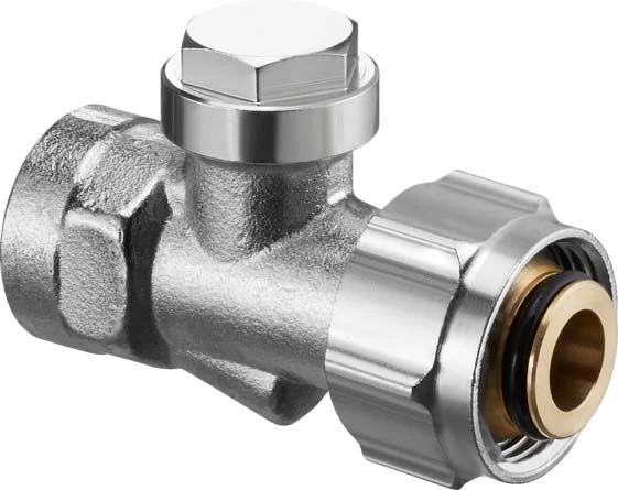 Oventrop Combi 3 Absperrverschraubung 1016166 G 3/4 ÜMxRp 1/2 IG, Messing Vernickelt
