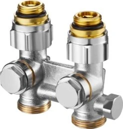 Oventrop Multiflex F ZBU-Absperrverschraubung 1015993 G 1/2 AGxG 3/4 AG, Messing Vernickelt