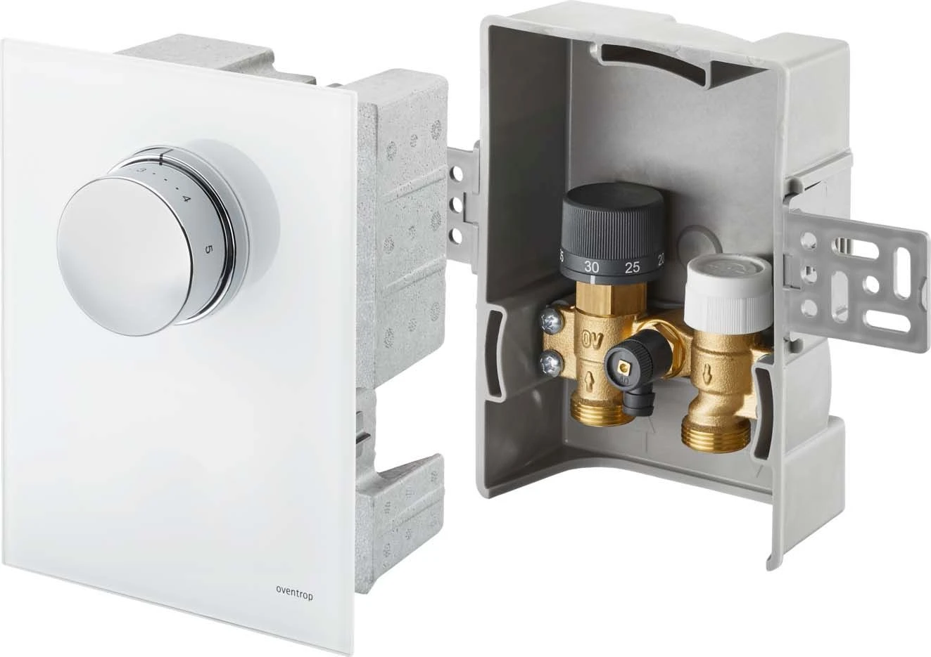 Oventrop Unibox Rücklauftemperaturregelung 1022770 Echtglas Weiß, Mit Ventil, Thermostat Und Rücklauftemperaturbegrenzer