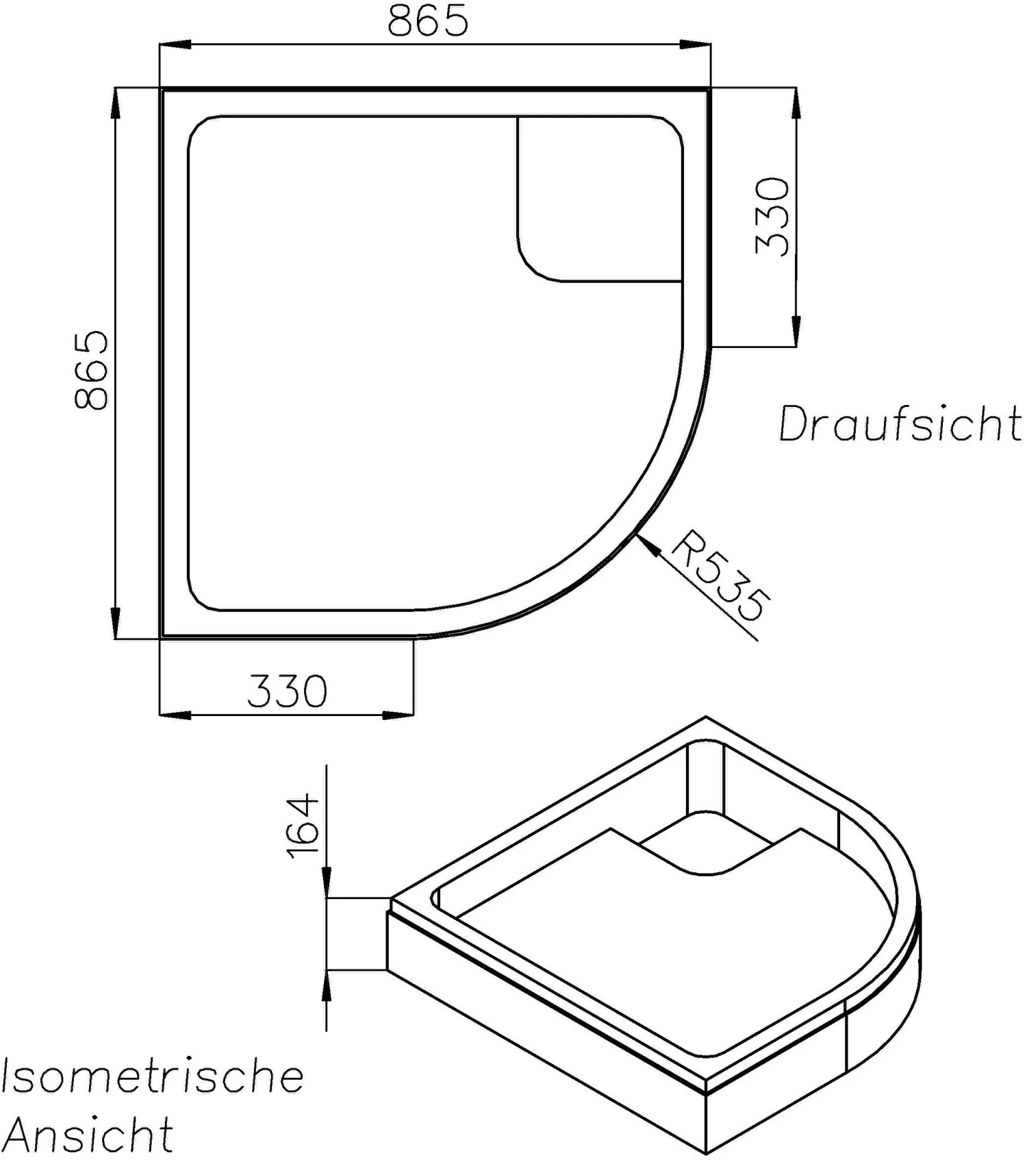 Schedel Villeroy & Boch O.Novo Duschwannenträger SD22578 90x90x6cm, VK, Höhe 16,4cm – Bild 2
