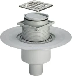 Viega Badablauf Advantix 4936.3 Kunststoff Grau, DN 50, Ablauf Senkrecht, Rahmen Edelstahl