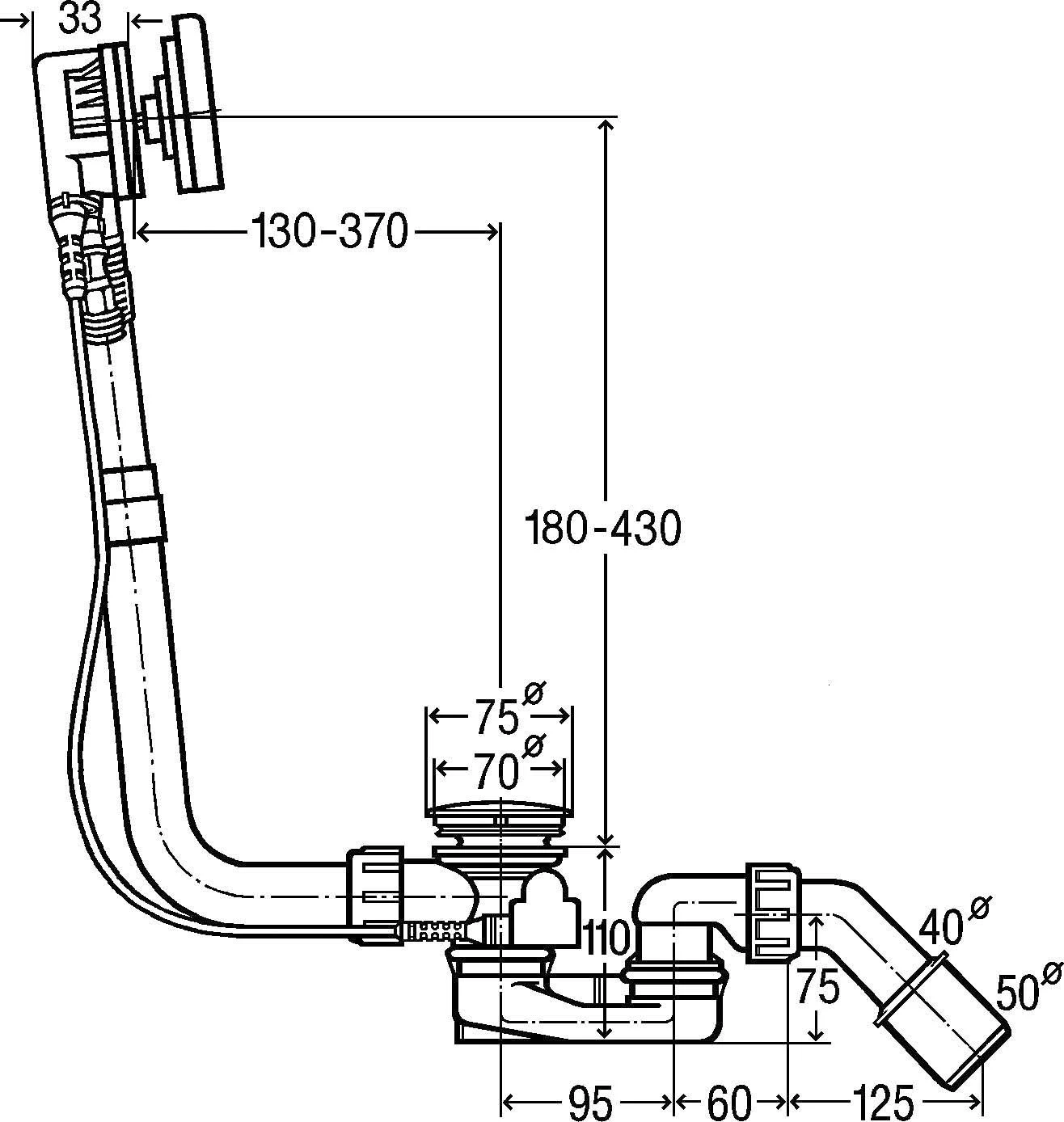 Viega Multiplex Ab-/Überlaufgarnitur 733605 Visign MT9, DN 40/50x725mm, Verchromt – Bild 2