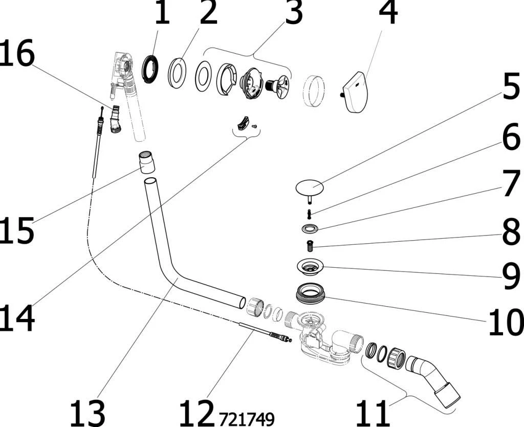 Viega Multiplex Ab-/Überlaufgarnitur 733605 Visign MT9, DN 40/50x725mm, Verchromt – Bild 4