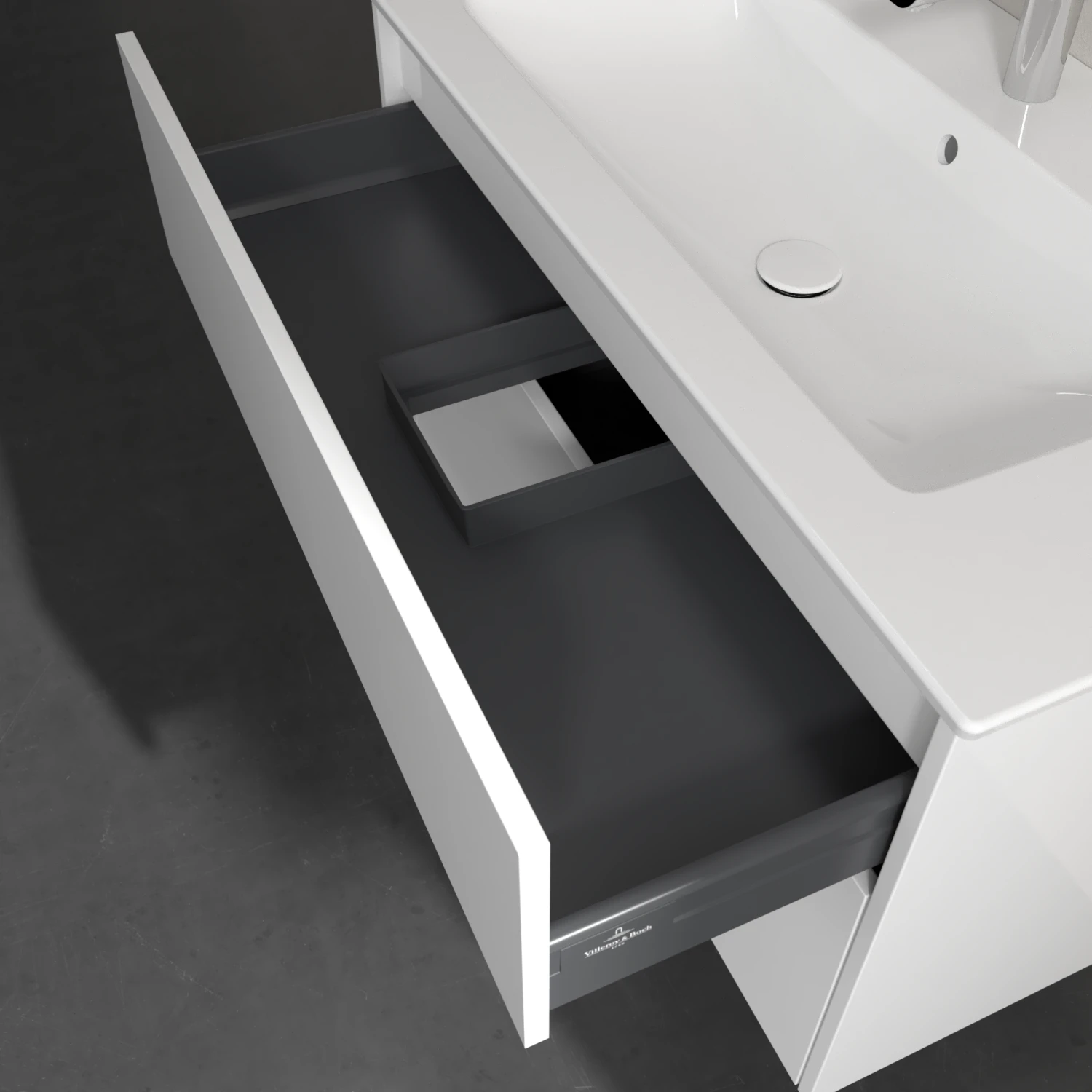 Villeroy & Boch Finero Badmöbel Set 100 Cm Glossy White Waschtisch Mit Waschtischunterschrank Und Spiegel – Bild 8