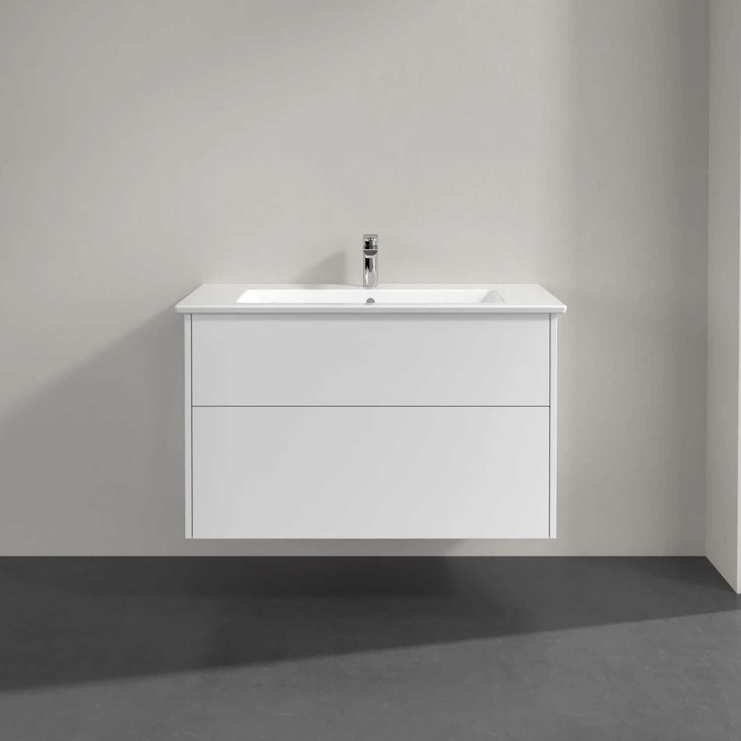 Villeroy & Boch Finero Badmöbel Set 100 Cm Glossy White Waschtisch Mit Waschtischunterschrank Und Spiegel – Bild 10