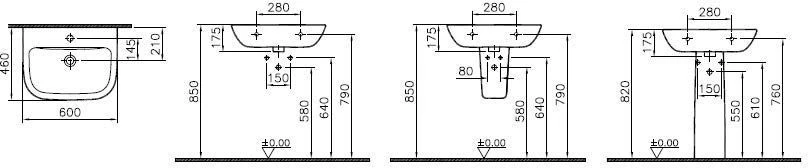 Vitra S20 Waschtisch 5503L003-0012 60 X 46 Cm, Weiß, Mit Überlauf/ohne Hahnloch – Bild 2